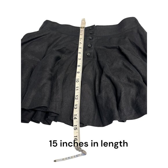 J.Crew Black Linen Flared Mini Skirt Size 6 With Button Front Closure & Lined In - Picture 6 of 6